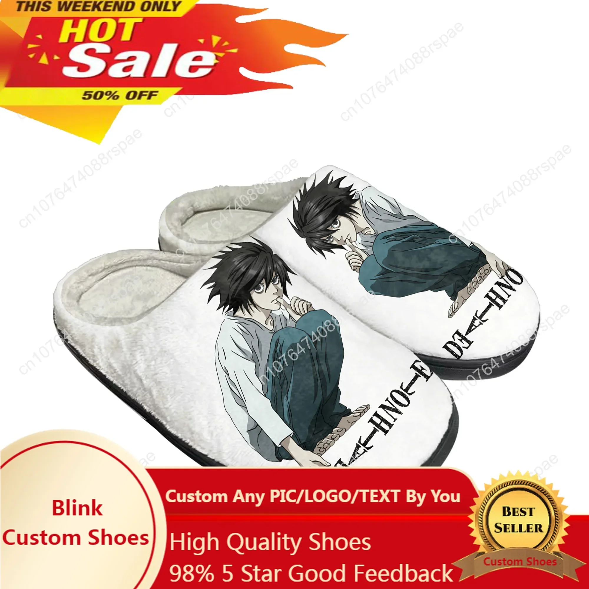 

Death Note Anime Yagami Lawliet L Home Cotton Custom Slippers Mens Womens Sandals Plush Casual Keep Warm Shoes Thermal Slipper