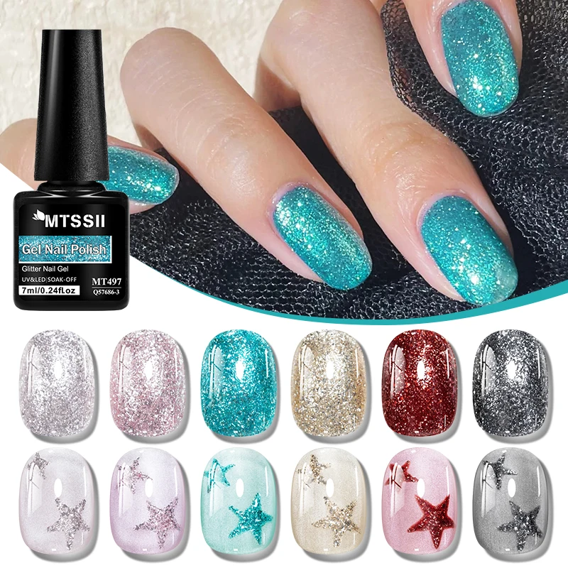 Gilded Sunset Glitter Gel Nail Polish Sparkling Glitter Platinum Nail Gel Semi Permanent Soak Off UV Gel Varnish Nail Supplies