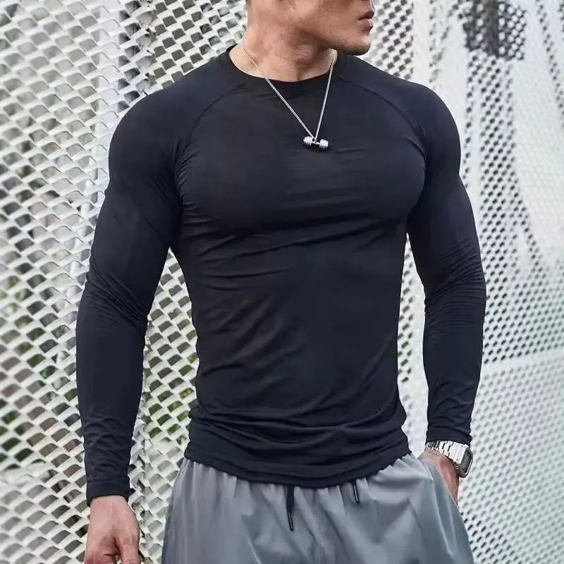 Men Compression Running T-Shirt Fitness Tight Long Sleeve Sport T-shirt Training Jogging Shirts Gym Sportswear Quick Dry Clothes
