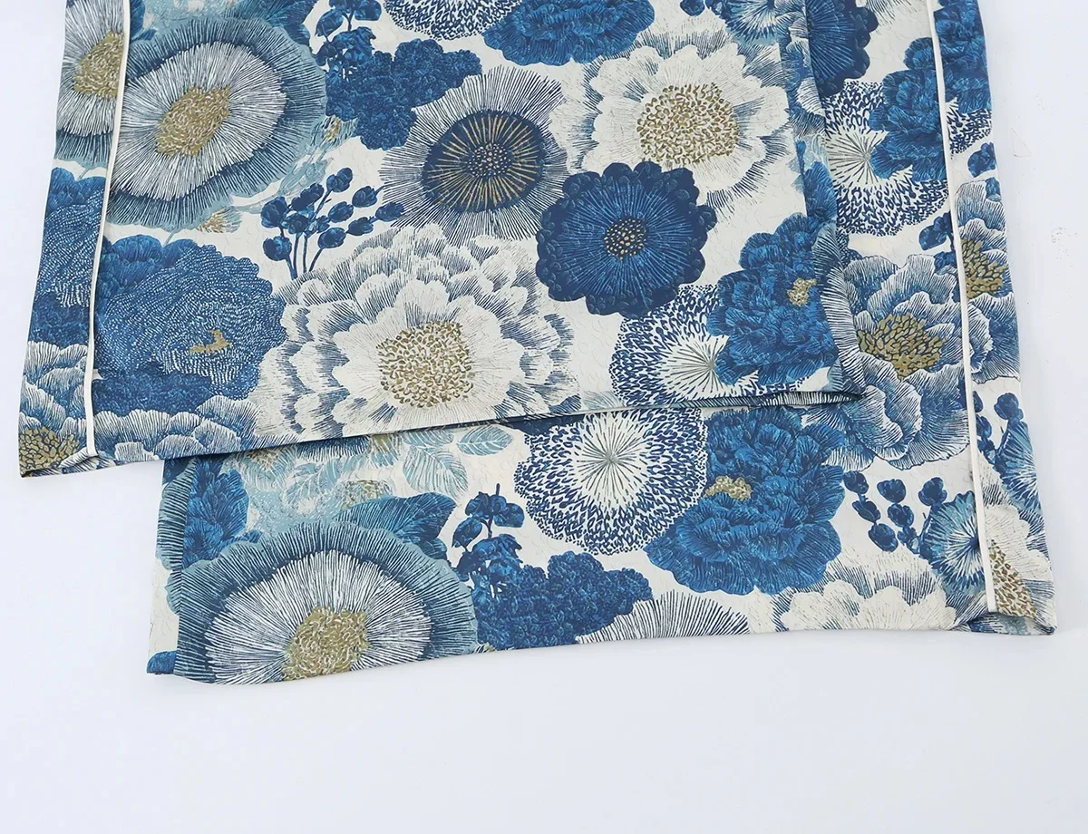 KONDALA Damen Vintage Chic Bedrucktes Hosenset Elegante Schnürblusen, Lange Hosen 2026 Frühling Sommer Trendiges Urlaubsset – Detail 21