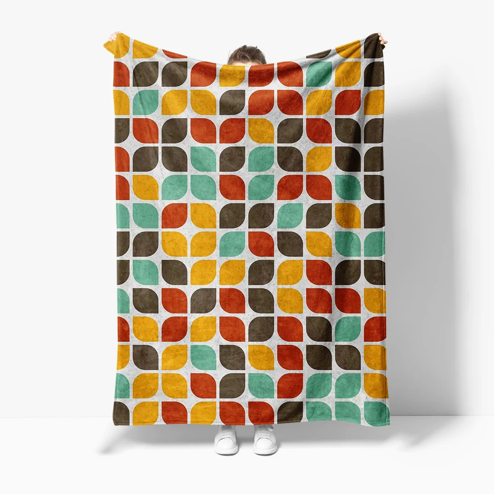 

Одеяло для дивана с современным геометрическим узором середины века, прямоугольное одеяло в стиле ретро 60-х и 70-х годов