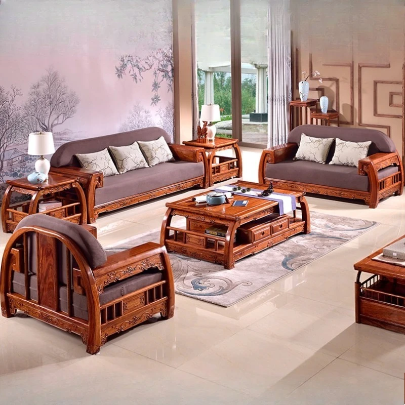 Rosewood furniture, new Chinese-style sofa, natural wood living room soft combination