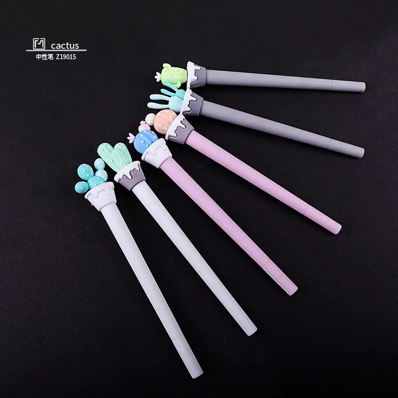 

48 шт., креативная милая маленькая свежая кактусная черная нейтральная ручка для учащихся начальной и средней школы, обучающая ручка для подписи, производство