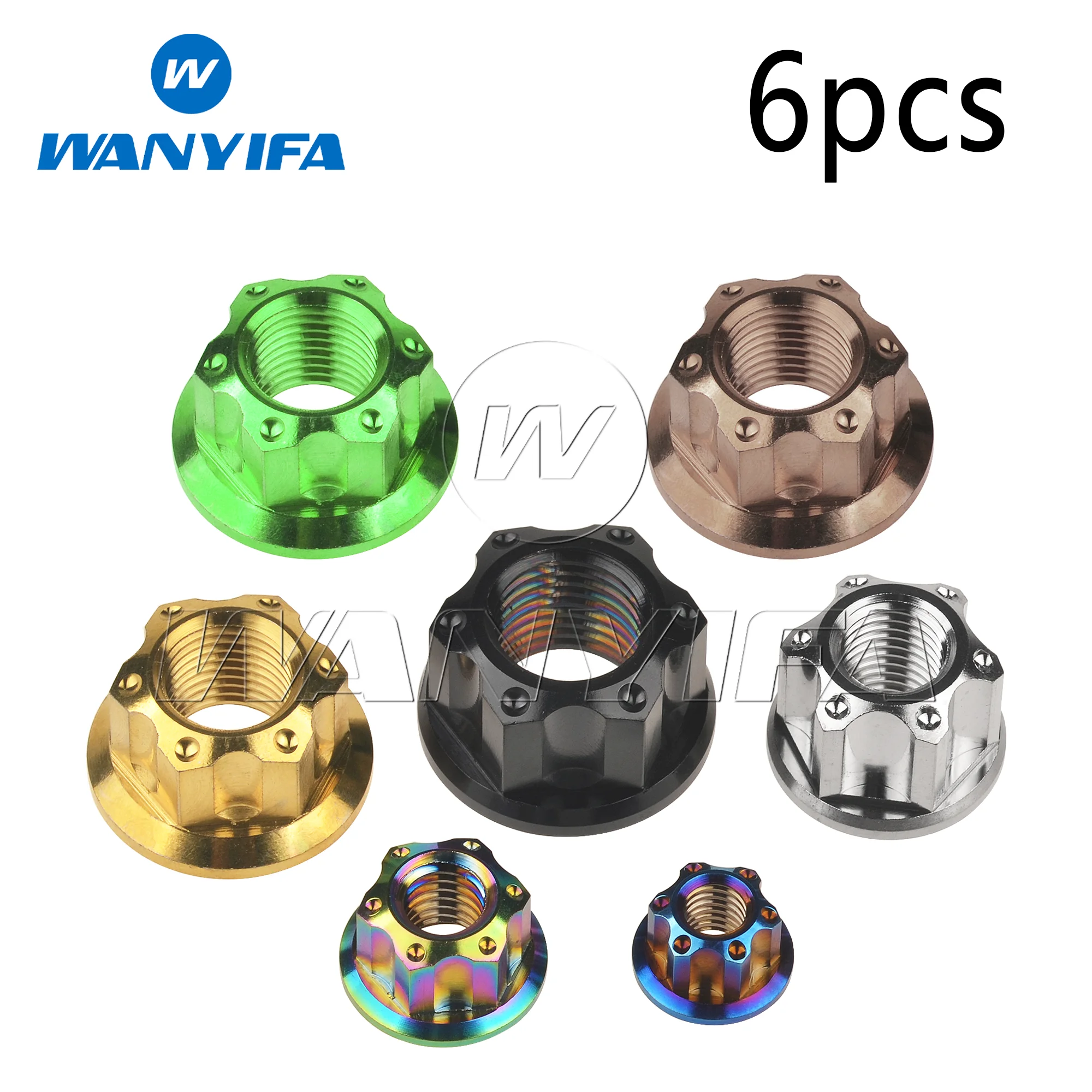 

Титановая гайка Wanyifa M6/M8/M10/M12/M14/M16, шестигранные гайки с фланцем Torx для задней оси мотоцикла, 6 шт.