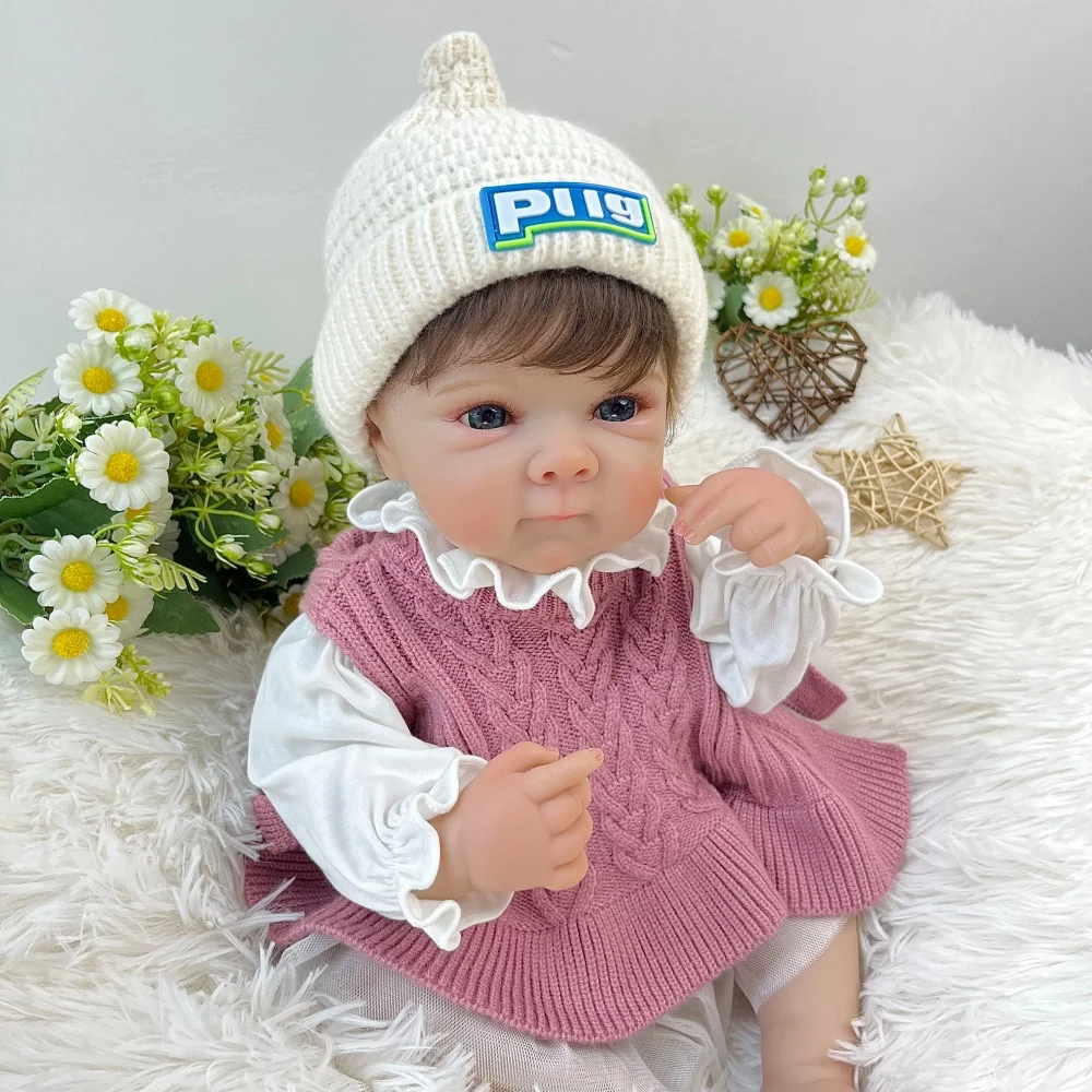 BZDOLL 48 CM 19 Inch Full Vinyl Body with 3D-Paint Skin Reborn Baby Doll Toy Lifelike Handmade Fashion Birthday Gift