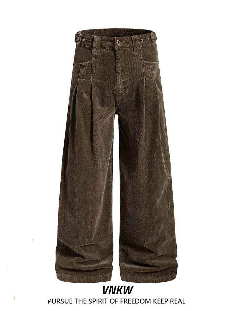 

Мужские вельветовые рабочие брюки свободного кроя, прямые, повседневные, винтажные, комфортные, широкие штанины, осенняя одежда