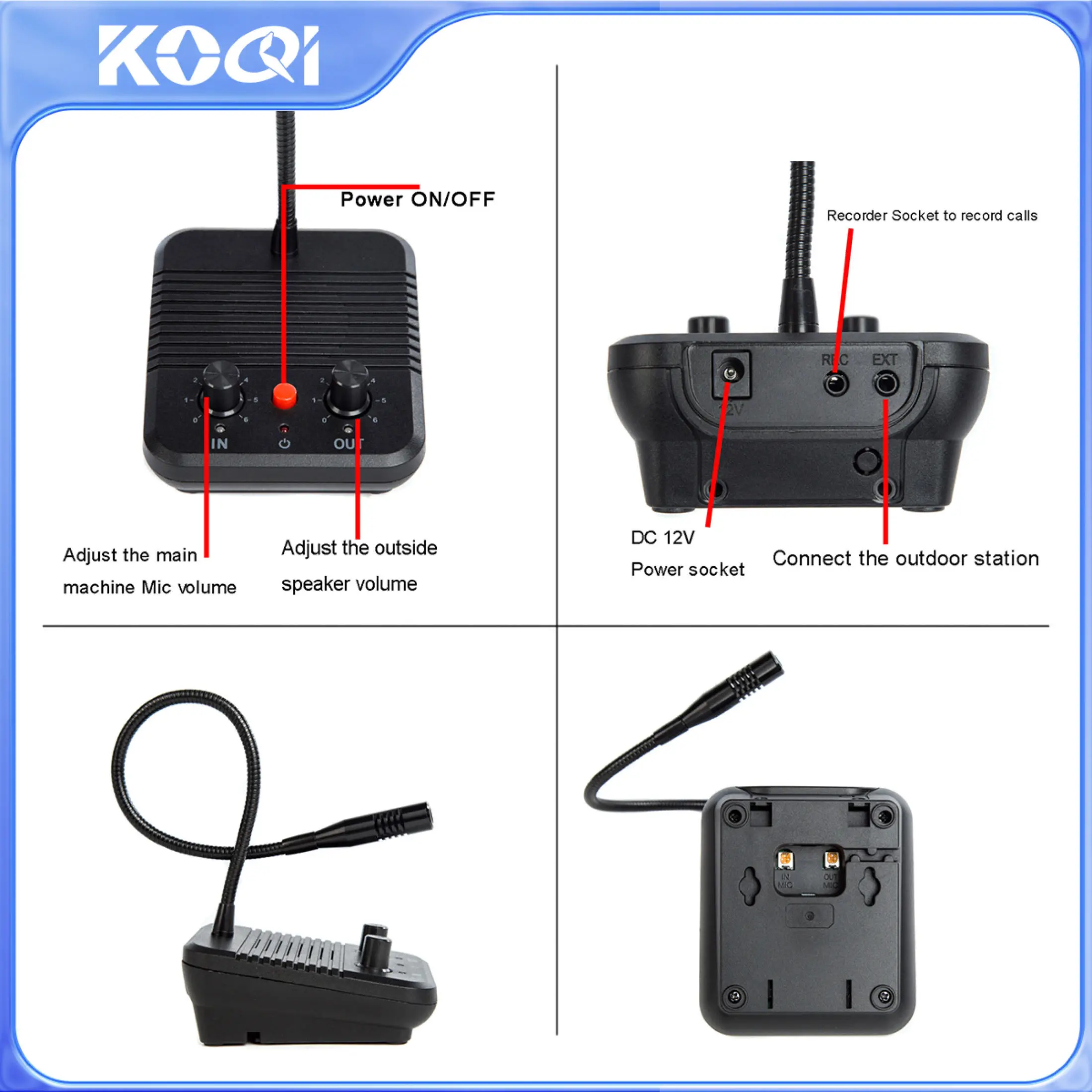 Bank Interphone Two Way Window Intercom Zero-touch Communication For Business Walkie Talkie