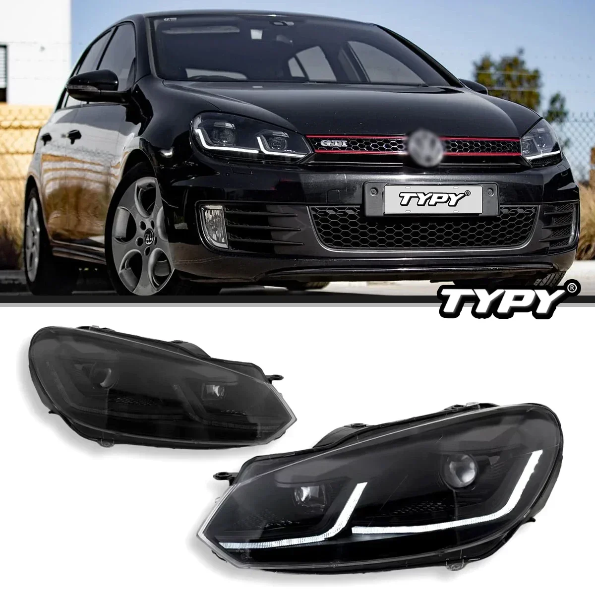 

Автомобильные фары TYPY для VW Golf 6, фары Mk6 2009-2012, светодиодные фары для проектора, дневные ходовые огни, автомобильные аксессуары