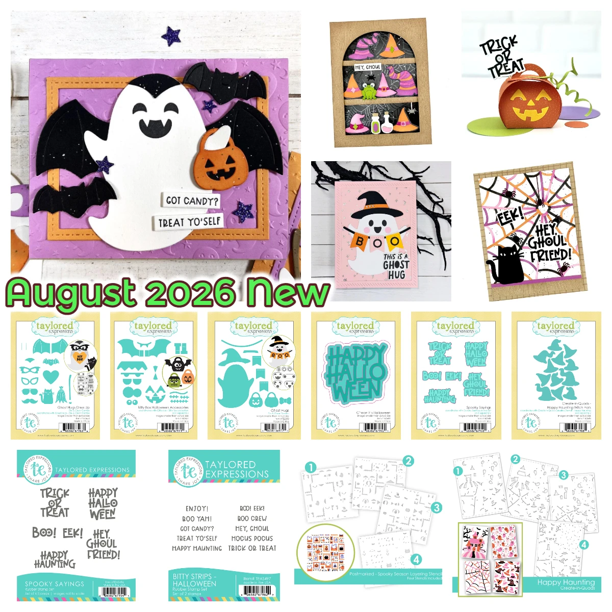Taylored August 2026 Neue Happy Halloween Gruselige Sprüche Metall-Stanzformen Stempel-Schablonen DIY Scrapbook Grußkarte Handgemachtes Geschenk