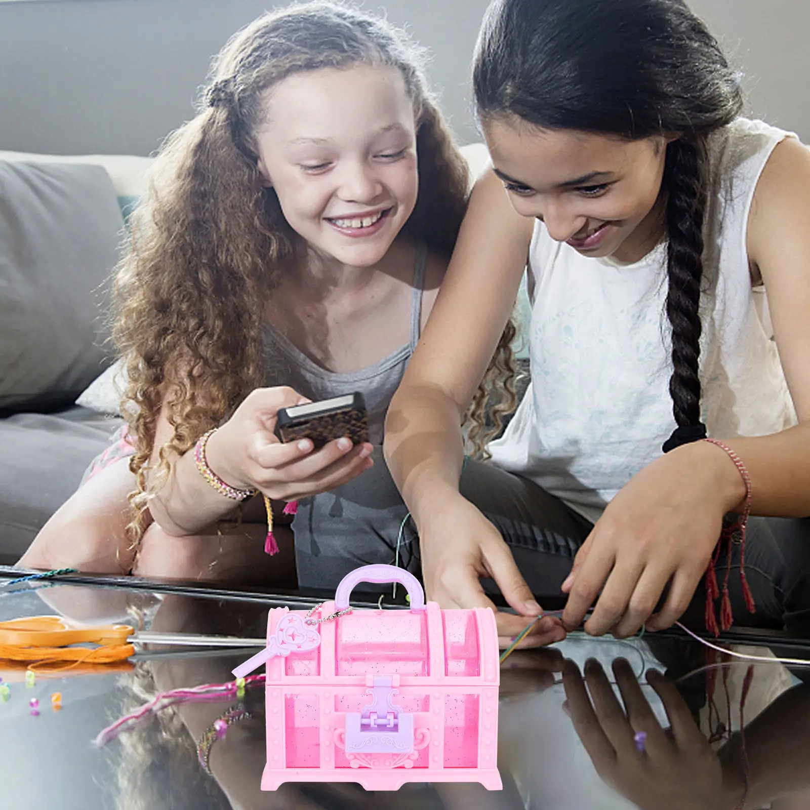 

Набор из 2 шт. декоративных шкатулок-органайзеров для украшений и косметики с замком, маленькие контейнеры