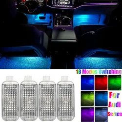 For Audi A1 A3 A4 A5 A6 8V 8Y B7 B8 B9 C5 C6 C7 A7 A8 TT Q3 Q5 Q7 Q8 LED Car Footwell Light Atmosphere Lamp Interior Accessories