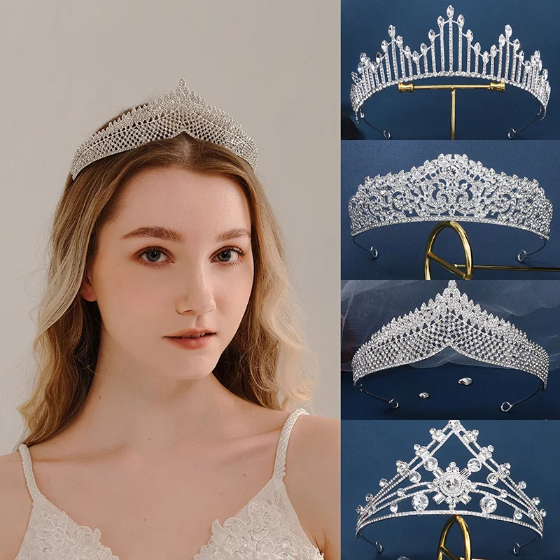 Luxury Elegant Crystal Crown Hair Accessories Tiara For Women Female Birthday Party Wedding Prom Crown Headdress Accessories