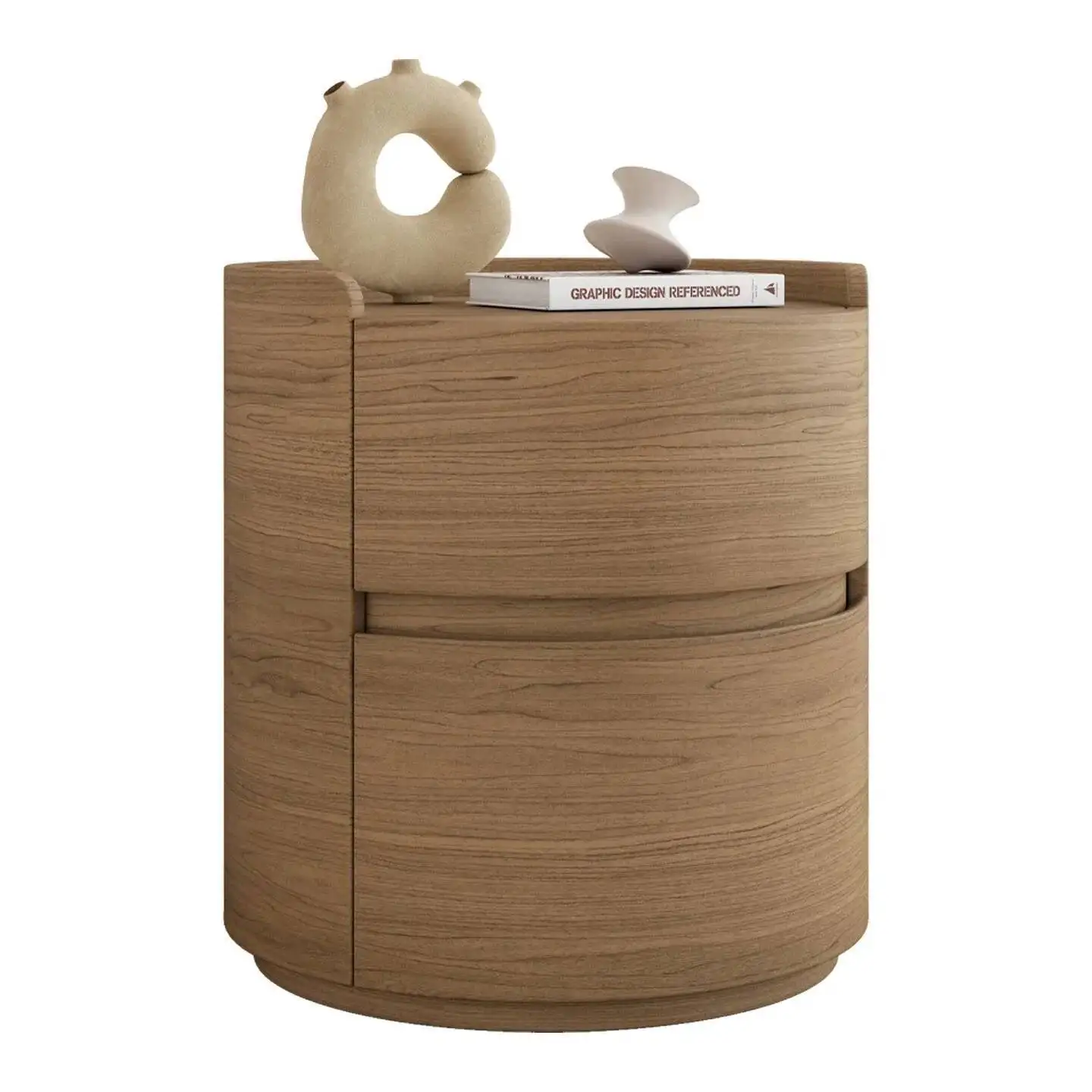 Nordic Solid Wood Barrel-shaped Light Luxury Bedside Tables Bedroom Creative Texture Drawer Storage Cabinet Modern Furniture