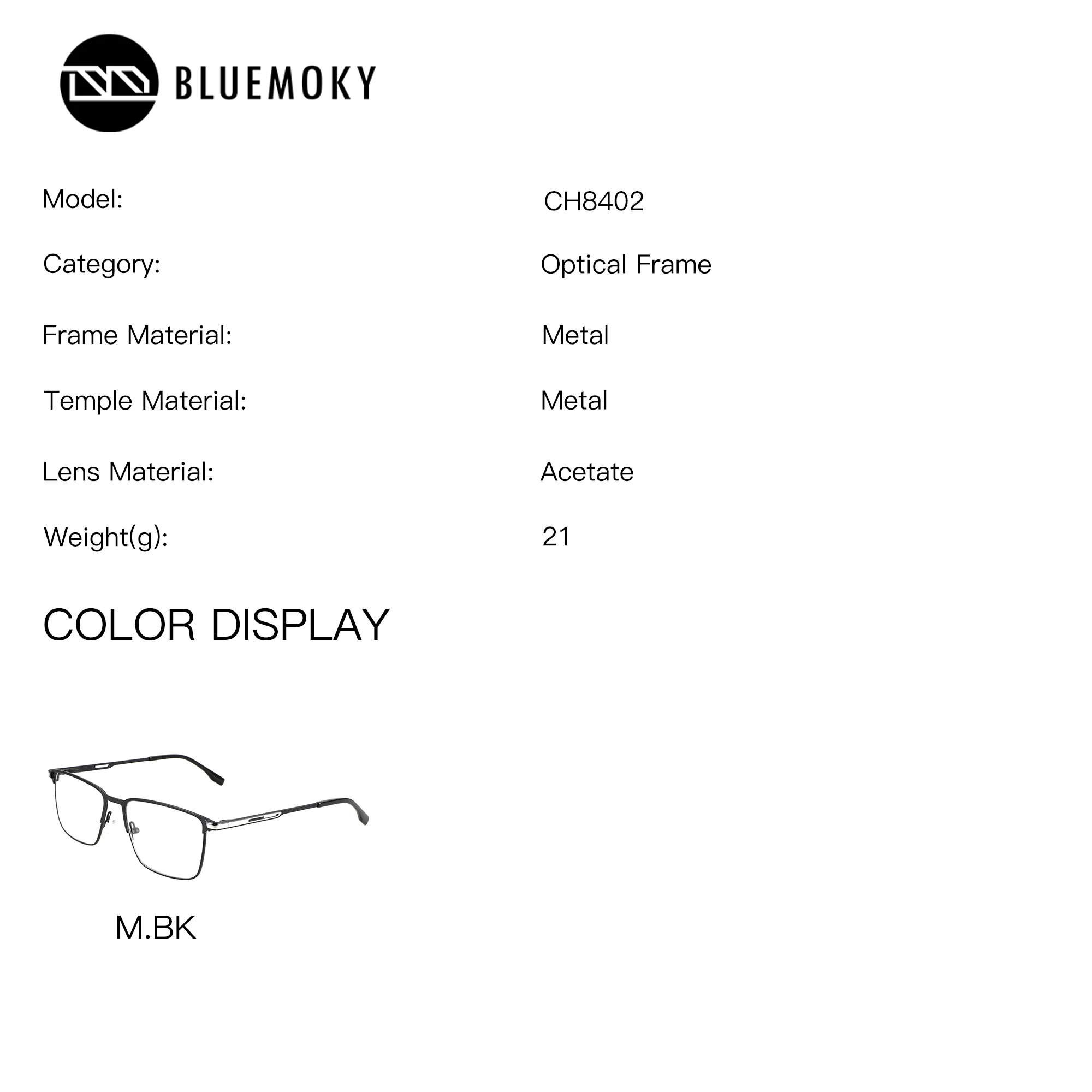 BLUEMOKY M Size Square Metal Prescription Glasses For Men Progressive Multifocal Eyeglasses Myopia Optical Lenses