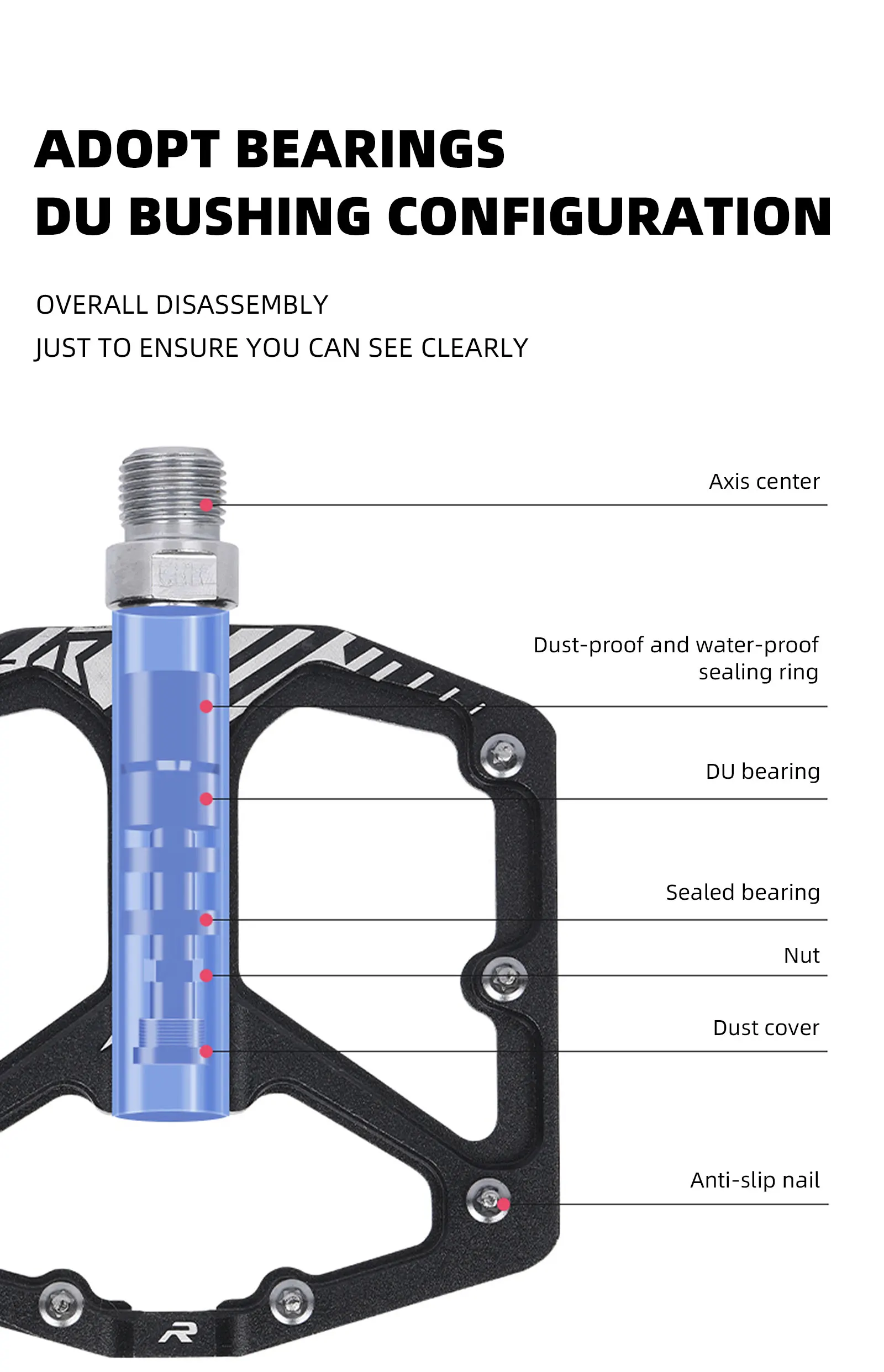 ENLEE Mountainbike Pedal Lager Anti-Slip Aluminium Legierung Rennrad Lager Pedal Fahrrad Reiten Zubehör – Detail 4
