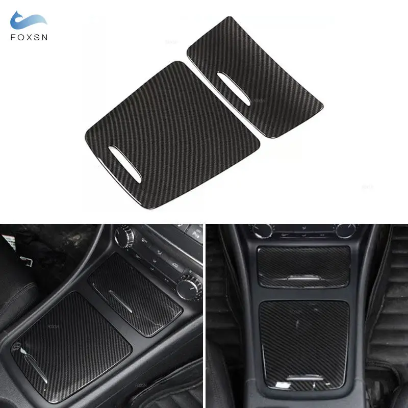 

Car Center Control Gear Shift Panel Water Cup Holder Cover Carbon Fiber Trim For Mercedes Benz A CLA GLA Class W117 W176 X156