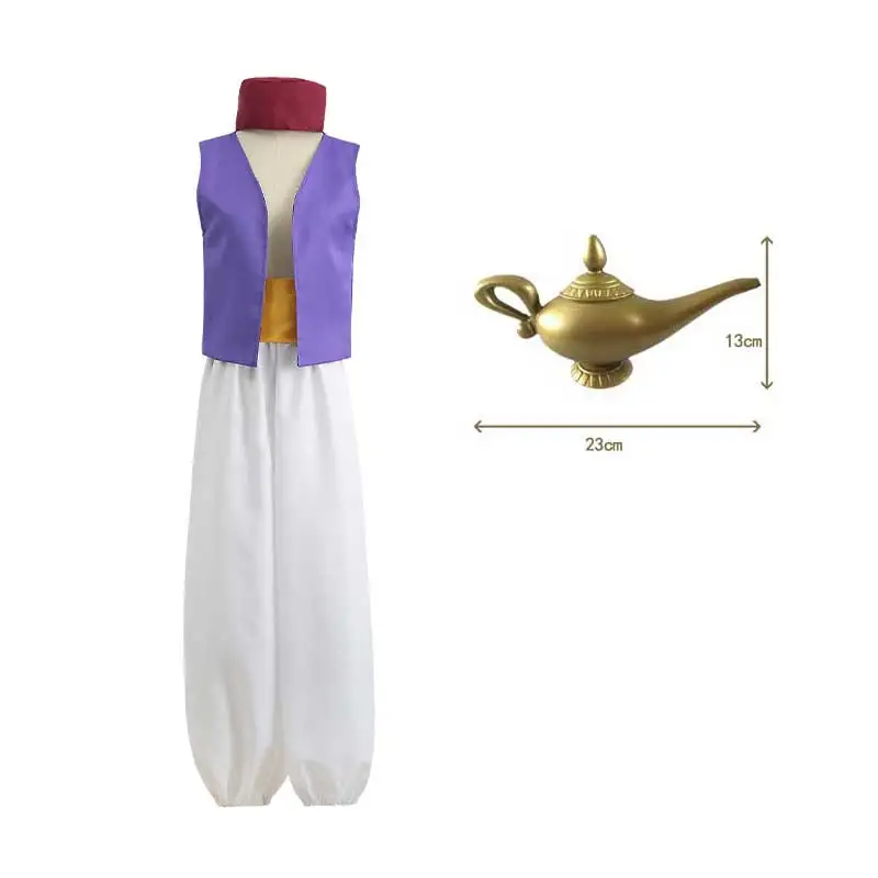 Jungen Erwachsene Fancy Arabischer Prinz Cosplay Kappe Weste Hosen Teekanne Jungen Männer Mythischer Prinz Aladin Halloween Kostüm