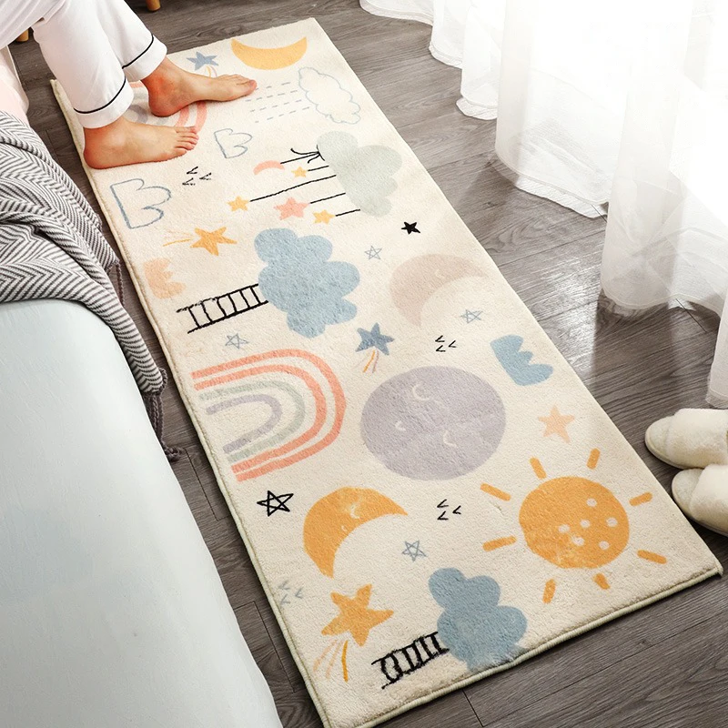 Bedside Carpet Children's Room Bedroom Cartoon Cute Rug Long Strip Non-slip Floor Mat Soft Fluffy Plush Home Decoration Mats