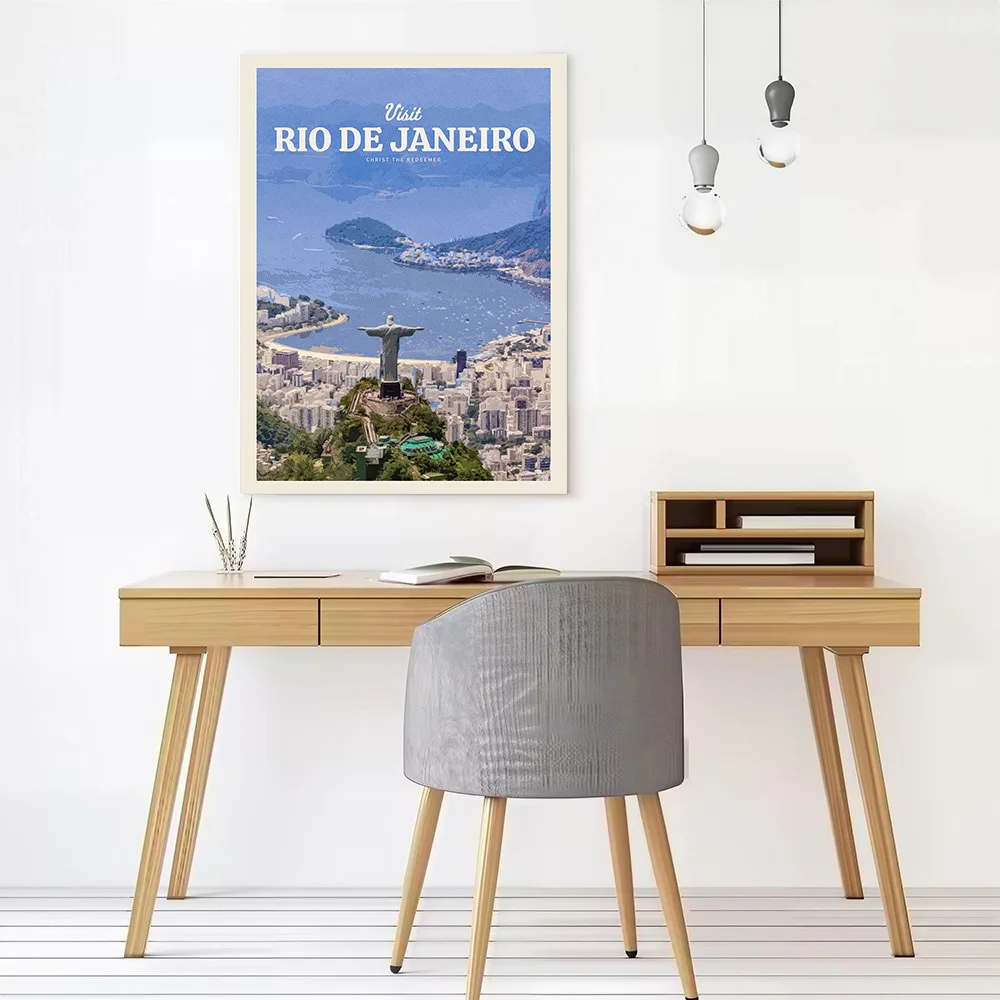 Visit Rio De Janeiro Canvas Poster Wall Art Customizable High Quality Printed Picture for Room Decorations Home Decor Items Arts