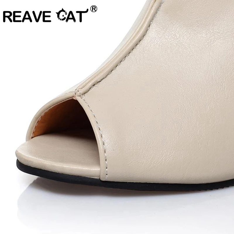 REAVE CAT Fashion Spring summer Women shoes Sandals Open toe High heels Roman Slip-On Novelty Wedges Summer Shoes Sexy Hot