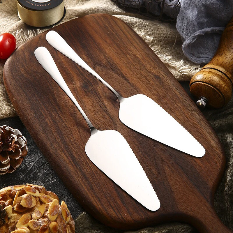 2Pcs Stainless Steel Cake Pizza Shovel Wedding Birthday Cake Slicer Cutter Pastry Decorating Tool Bakeware Cream Spatula Divider
