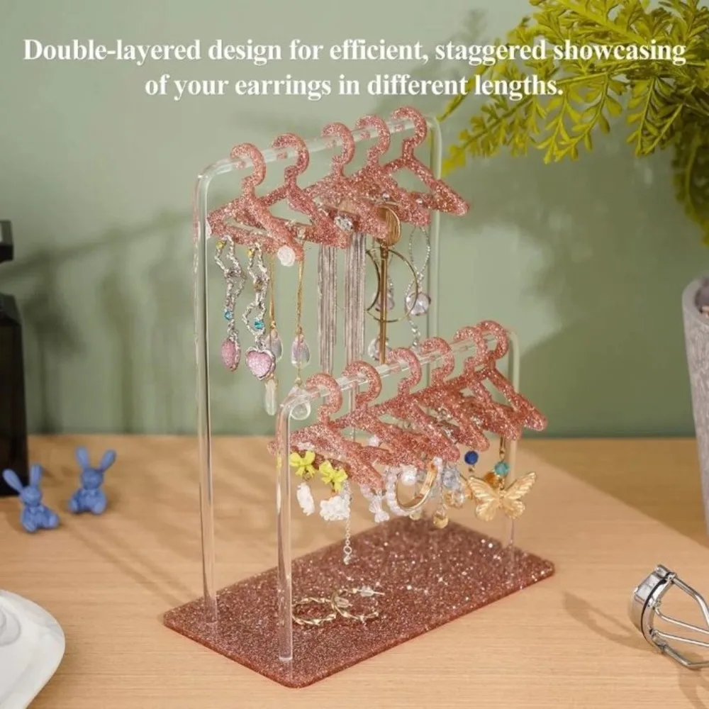 Jewelry Organizer 16pcs Hangers Shaped Jewelry Holder DIY Detachable Dangle Earrings Display Racks Transparent Stable
