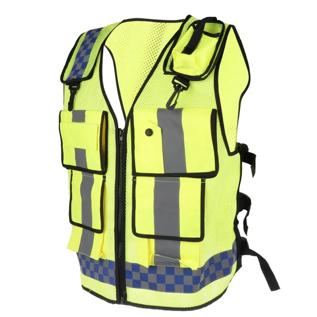 

Safety Vest with Reflective Strips Fluorescent Mesh Protective Vest for Men's and Women's Work Baggage Handling Paving