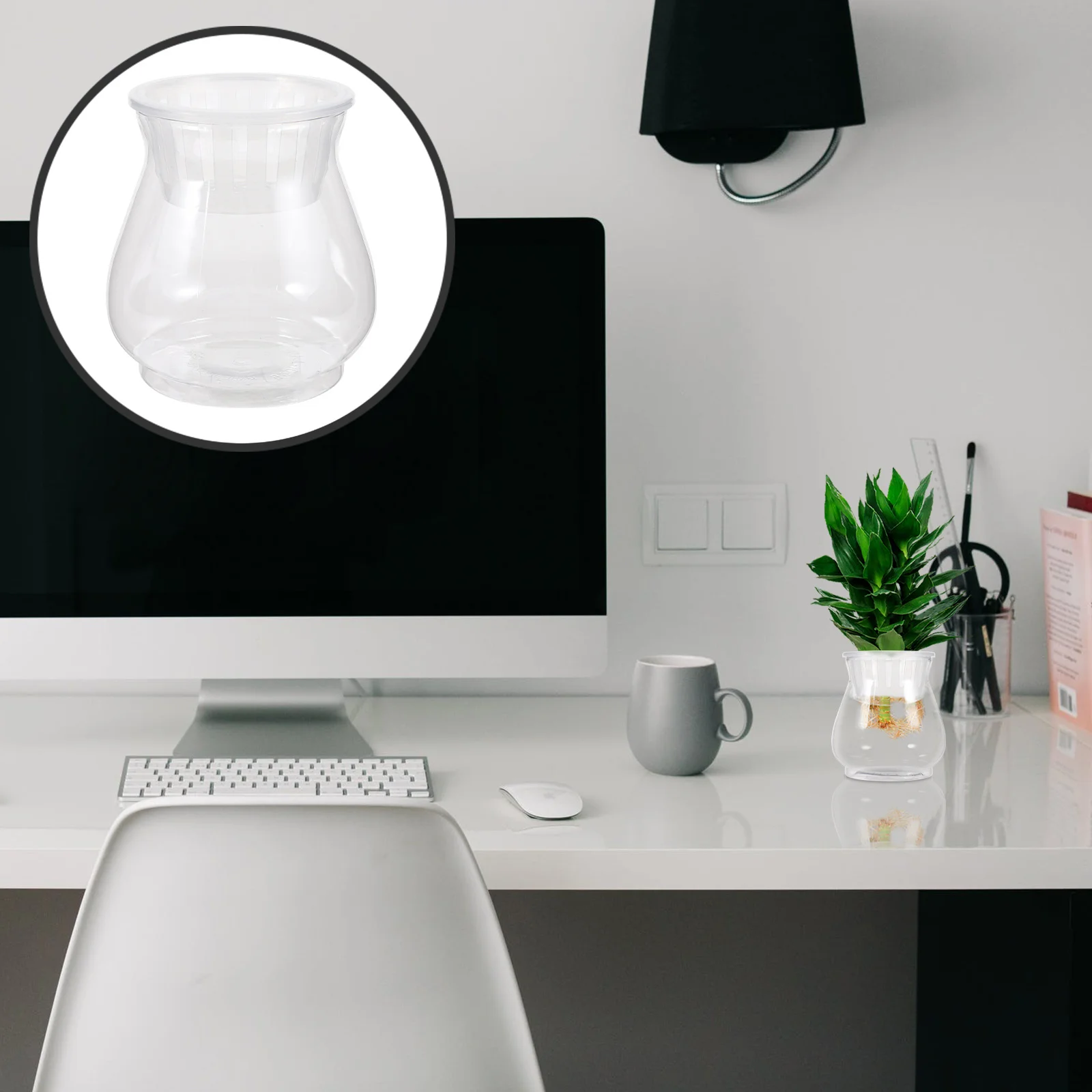 حوض أسماك صغير شفاف لسطح المكتب حوض السمك البلاستيكي لسمكة ذهبية بيتا خزان السفر مكتب ديكور المنزل حوض السمك البلاستيكي