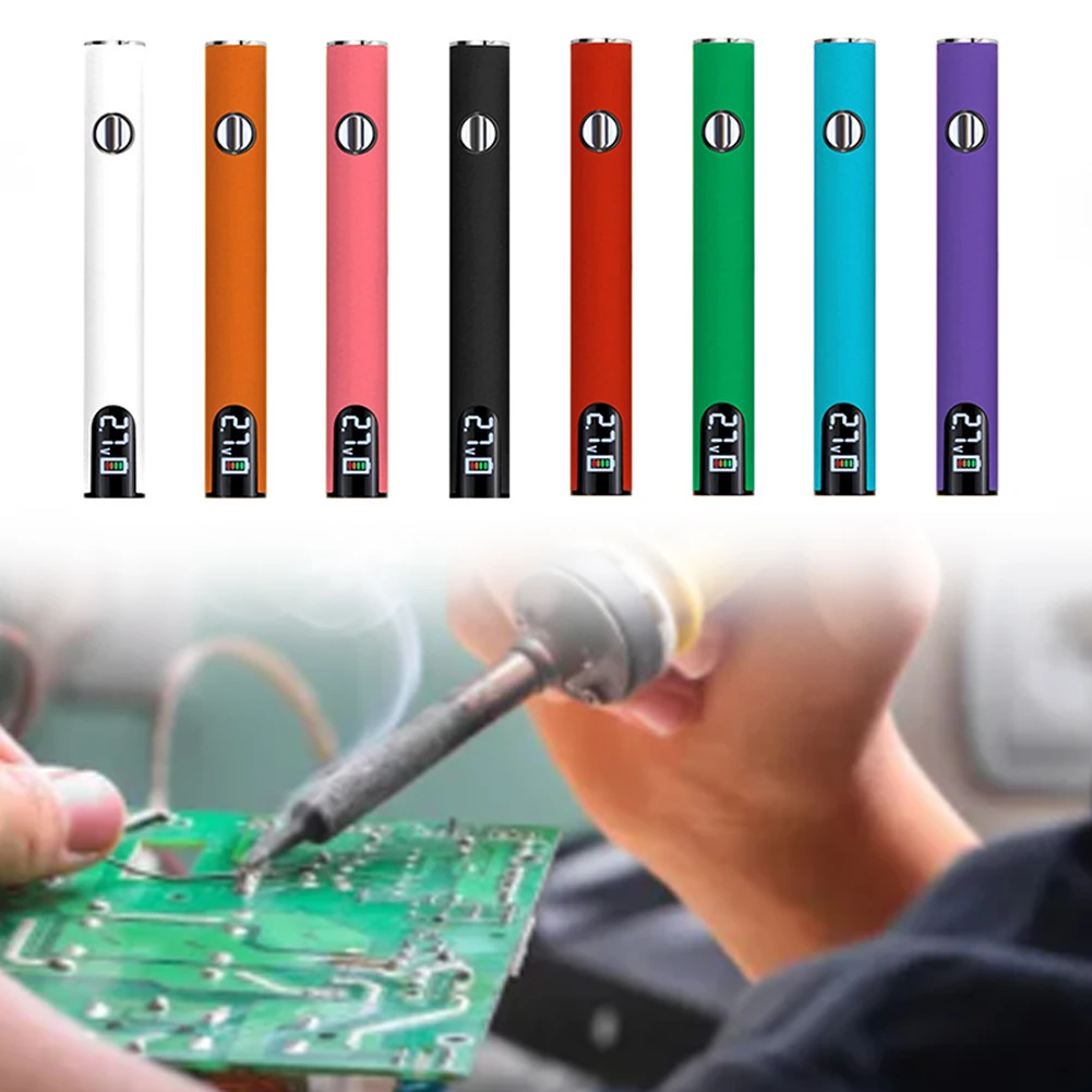 Bateria Recarregável 510 Thread para Caneta Vape 650mAh, Ferramenta Inteligente com Cabo Carregador USB para Reparo Eletrônico (Sem Ponta de Ferro de Solda)