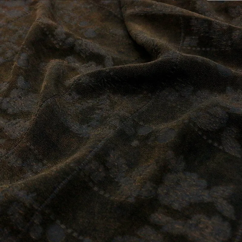 Heavy-duty elastic silk Crowne crepe jacquard fragrant gauze fabric cheongsam dress clothing ramie