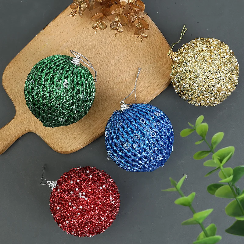 

12pcs/Set Colorful 8CM Sequins Painted Christmas Ball Set Christmas Tree Hanging Pendant Home New Year Party Decoration Supplies