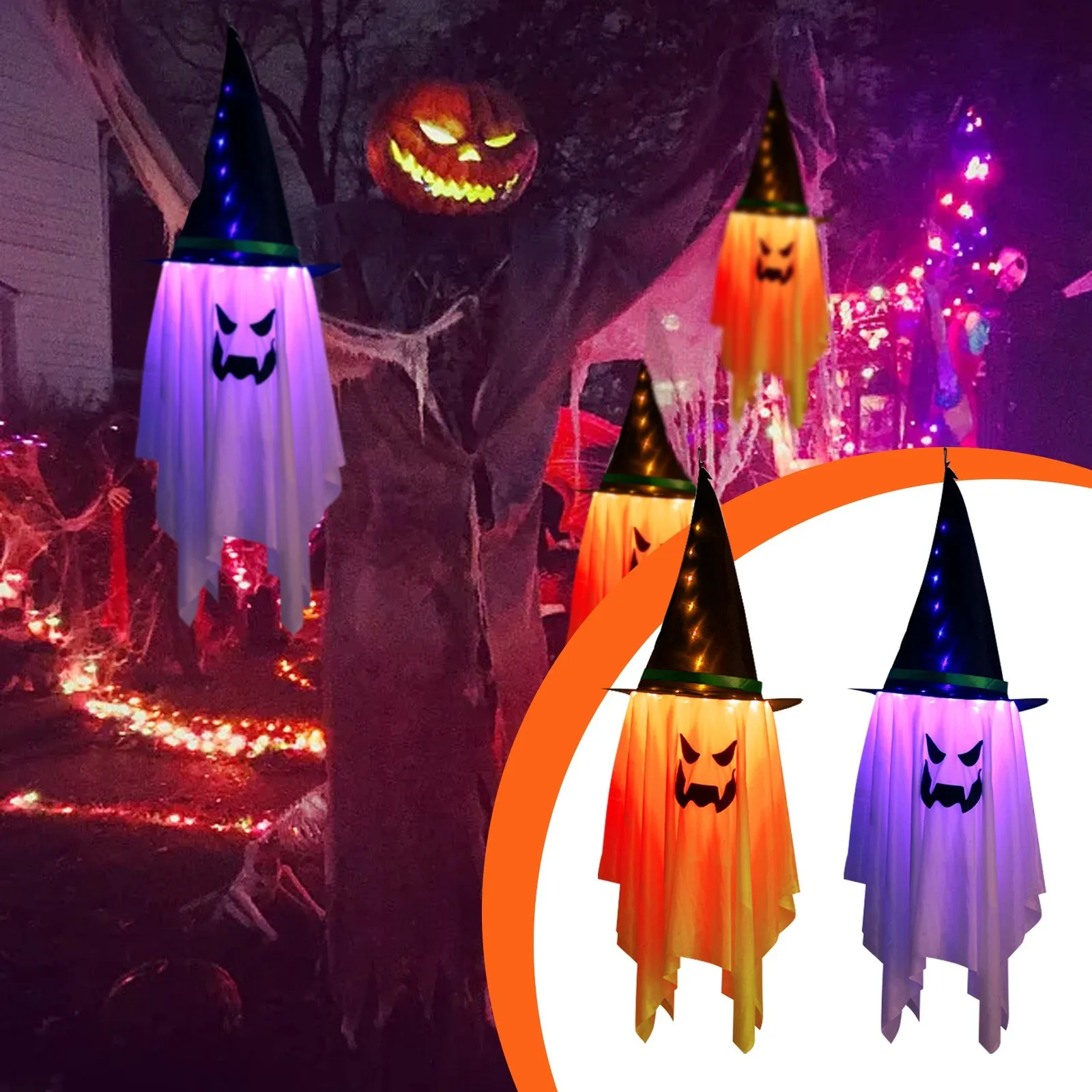 

Halloween Glowing Witch Pendant Decoration Props Courtyard Ghost House Decoration Outdoor Garden Ghost Festival Lights 2024