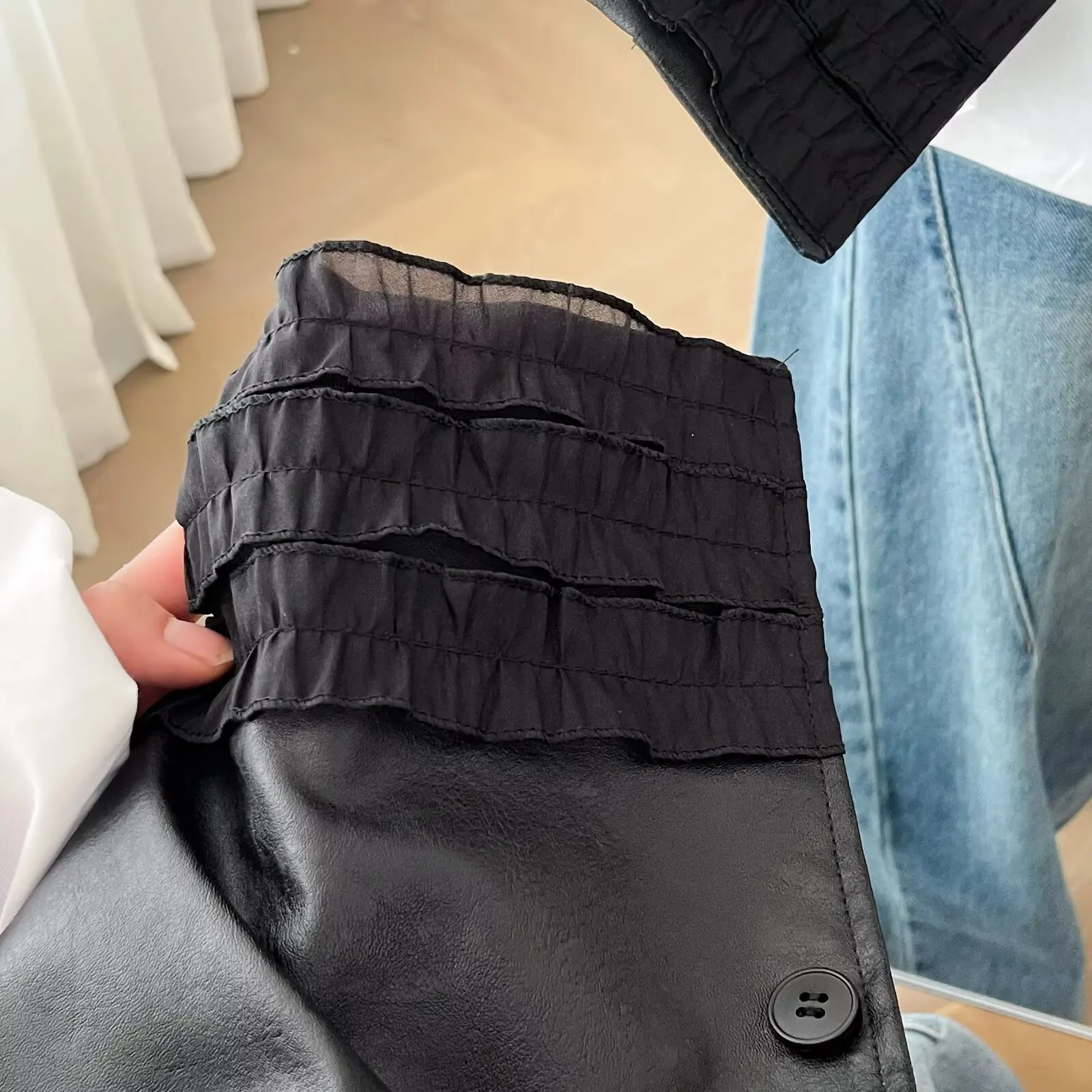 XXXXL Fashion Plus Size سترة نسائية من جلد البولي يوريثان سترة خريف جديدة أنيقة وأنيقة بدون أكمام