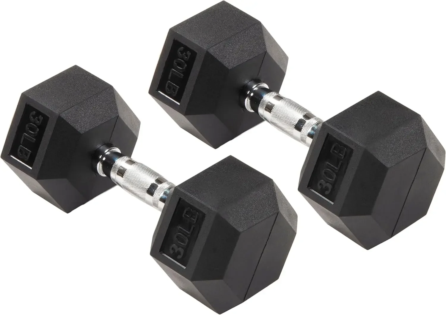 Encased Hex Dumbbell, Multiple Sizes，cast dumbbell encased in rubber Hexagon shape rubber encased heads help prevent rolling