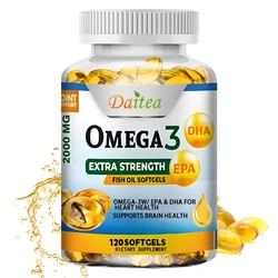 Daitea omega 3フィッシュオイル全体、全体的な健康とハーブのサポート、非gmo、ブラジルフリー、60 120カプセル、120 mg、2000 mg