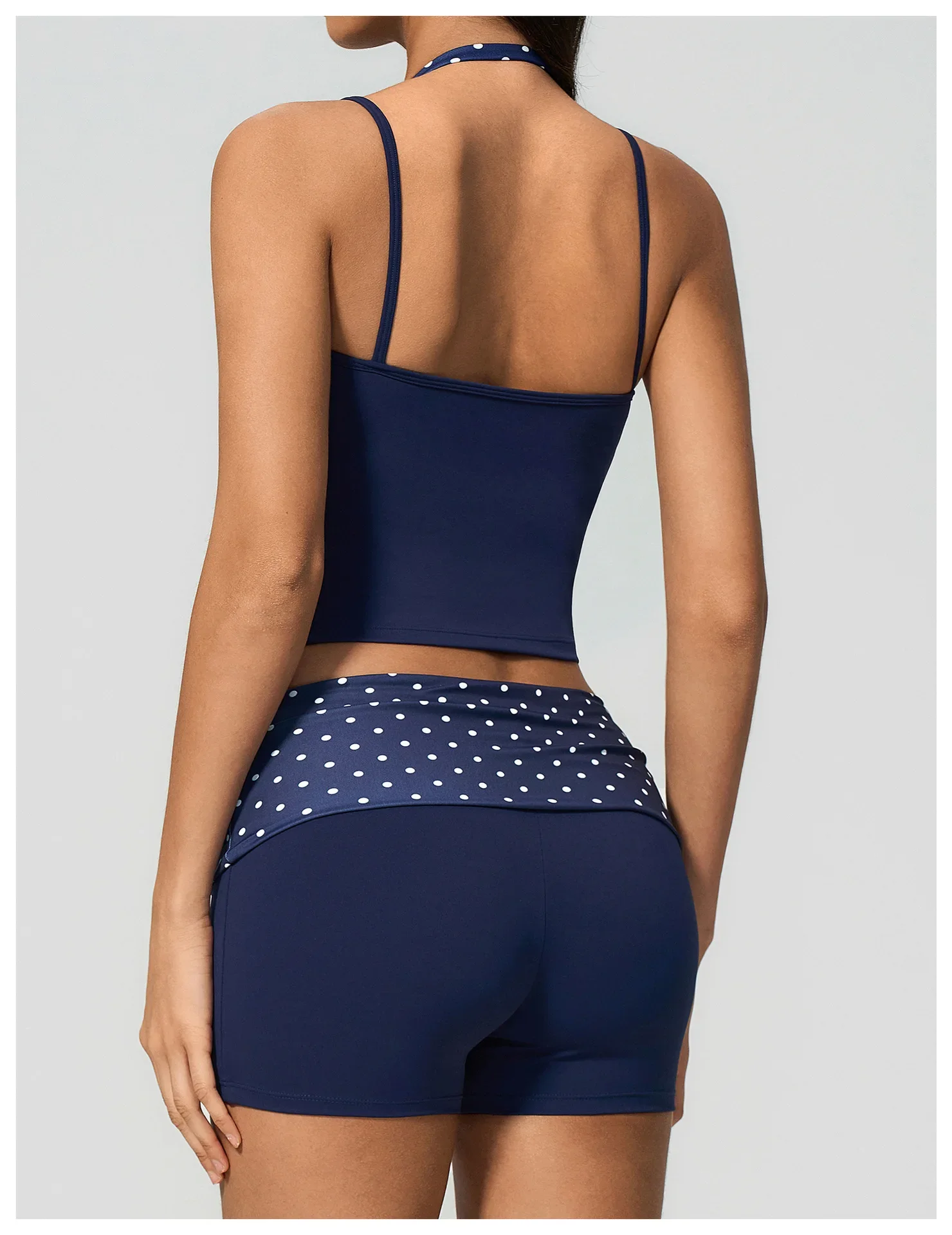 Polka Dot Yoga Tank Top Stoßfestes gestreiftes Fitness-BH Gym Workout Weste Atmungsaktives Sport-Top Neckholder Sportweste mit schönem Rücken – Detail 14