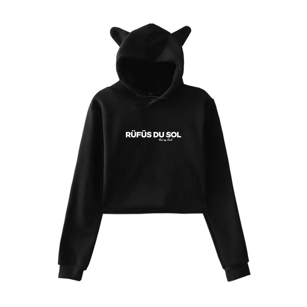 

Толстовки с капюшоном Rufus du Sol Merch для девочек, укороченный пуловер с кошачьими ушками, повседневная одежда с принтом