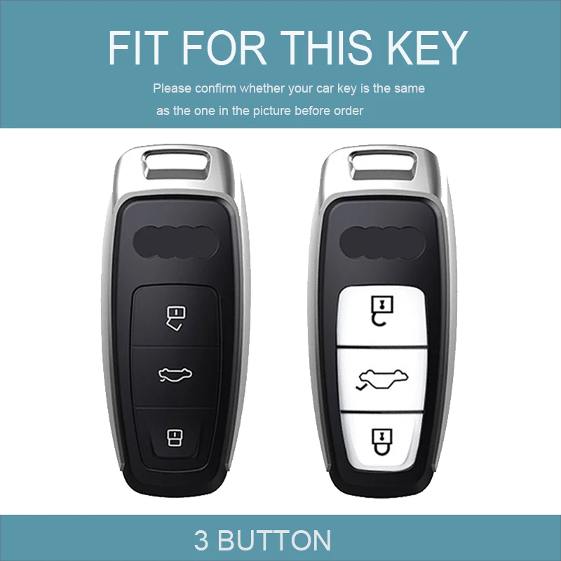 Silver Edge TPU Car Remote Key Case Cover Auto Shell Fob Holder For Audi A6 A7 A8 C8 Q8 D5 E-Tron Protector Keyless Accessories