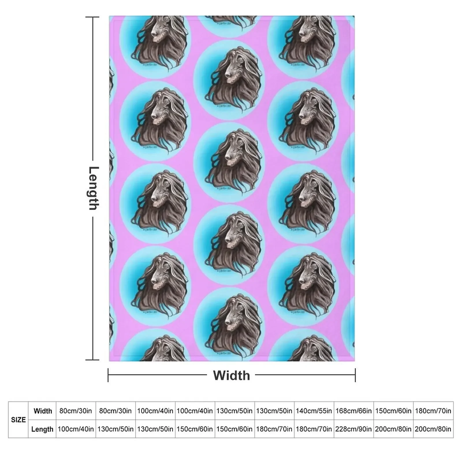 Afghan Hound. Head Study in black. Throw Blanket Flannel Kid'S Sofa Quilt Decoratives Blankets