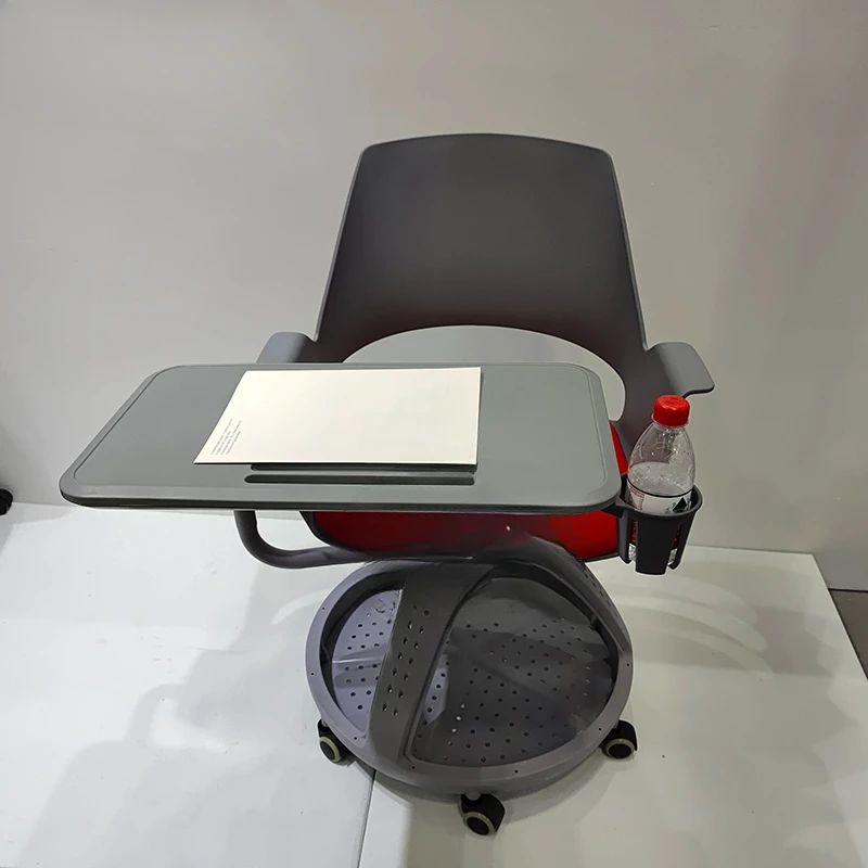 Table and Chair 2-in-1 Conference Record Training with Writing Board Lifting Multifunctional Grey Writing Chair