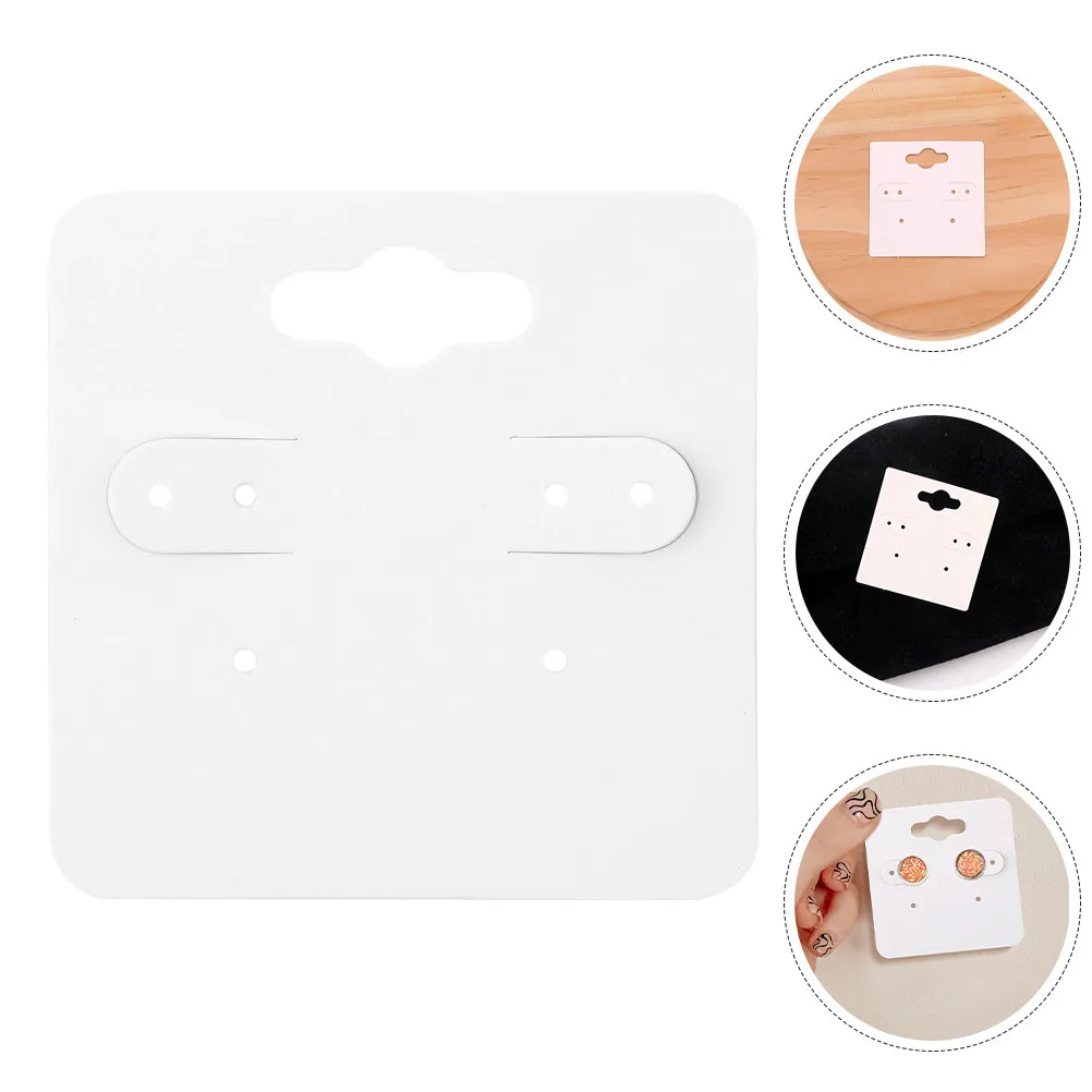 200Pcs White Earring Display Cards Paper Jewelry Cards for Selling Earrings Ear Studs Retail Display Clear Branding Pre-Punched