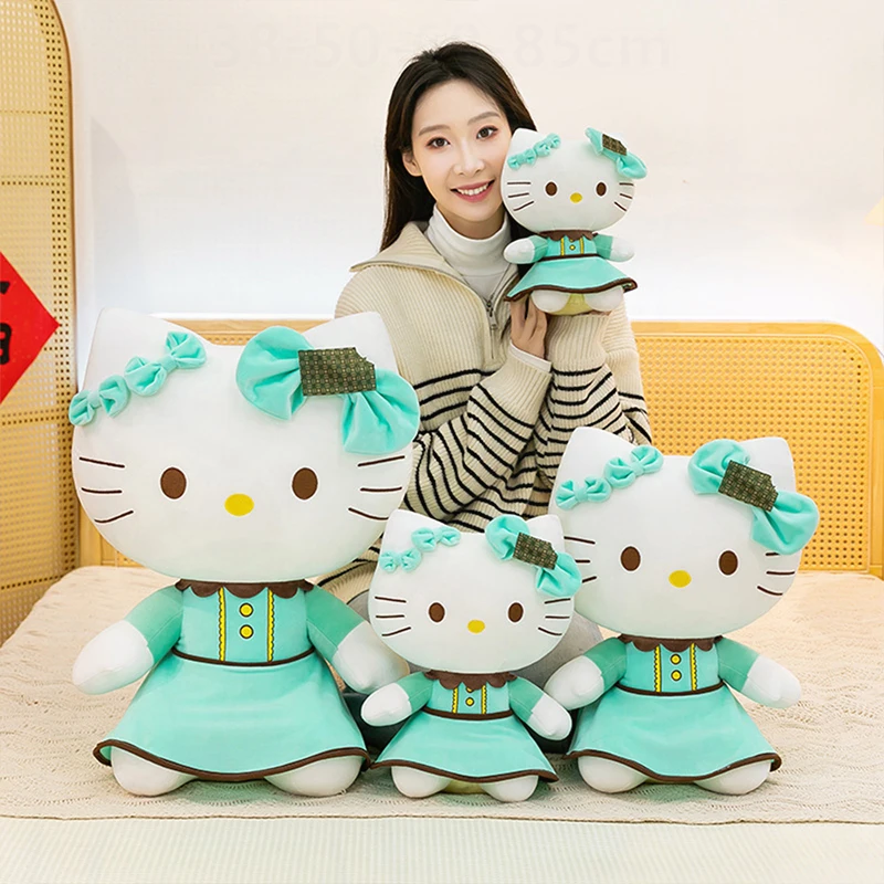 

Большая плюшевая кукла Sanrio 60 см, мятно-шоколадная, в виде кота Китти, детская игрушка, милая кукла, подушка, подарок для детей, украшение для комнаты