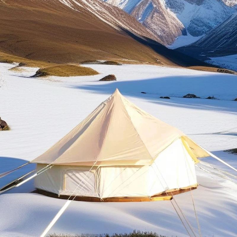 

Tom AutoHot Sale 3M 4M 5M Outdoor Camping Yurt Tent Cotton Canvas UV Resistant Waterproof Glamping Yurt Bell Tents