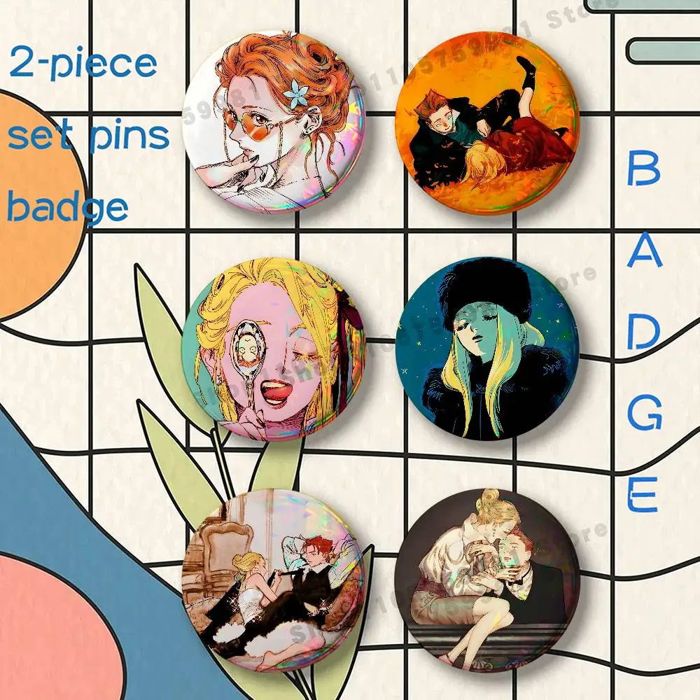 Anime Emma Veil Aleksander Cartoon Brooches for Backpack Accessories 25 32 44 58 75mm Round 2-piece set Free Mix