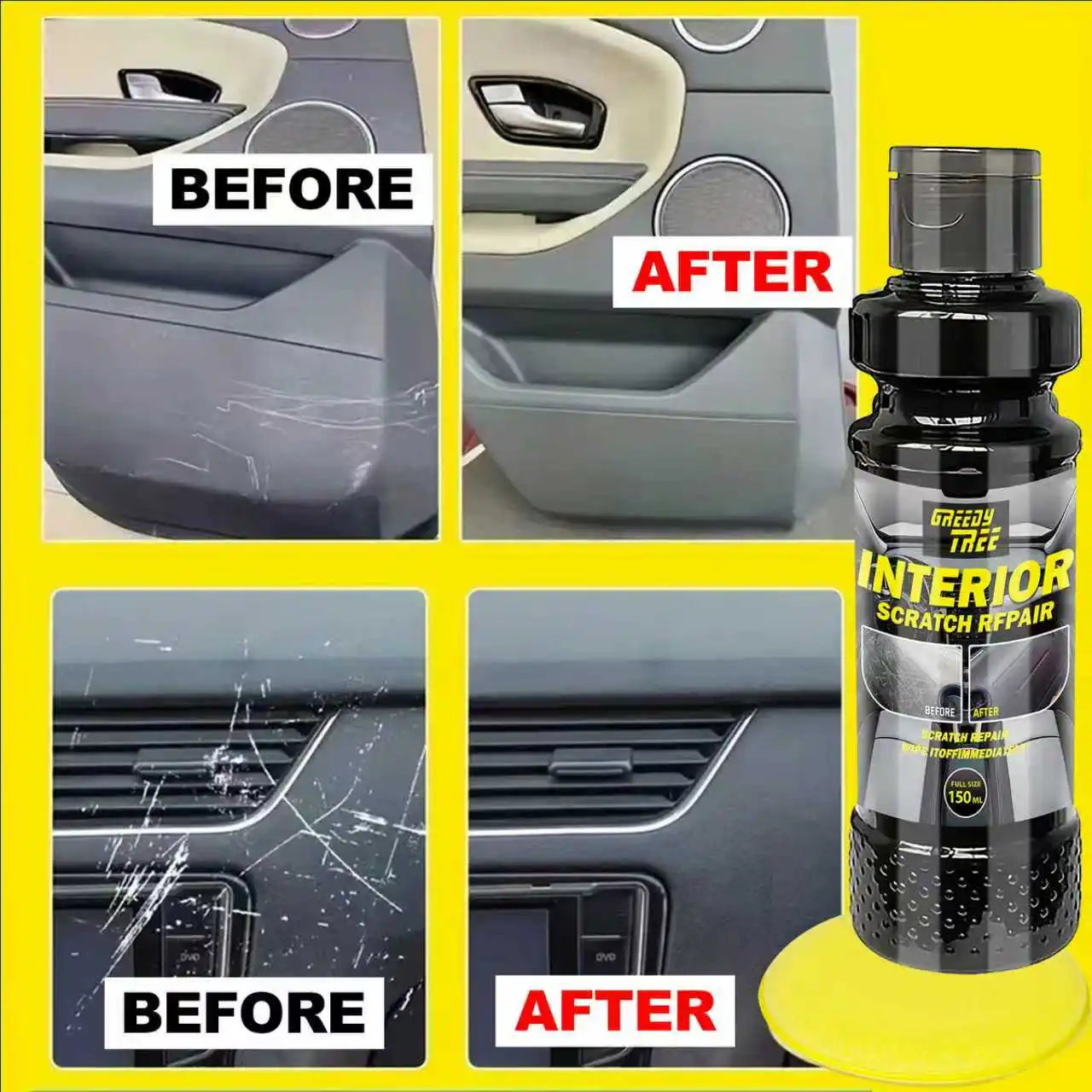 GREEDY TREE  Scratch Repair Kit | Interior Crystal Clear Car Plastic Restorer - Auto Interior & Panel Renewal Wax Coating Agent