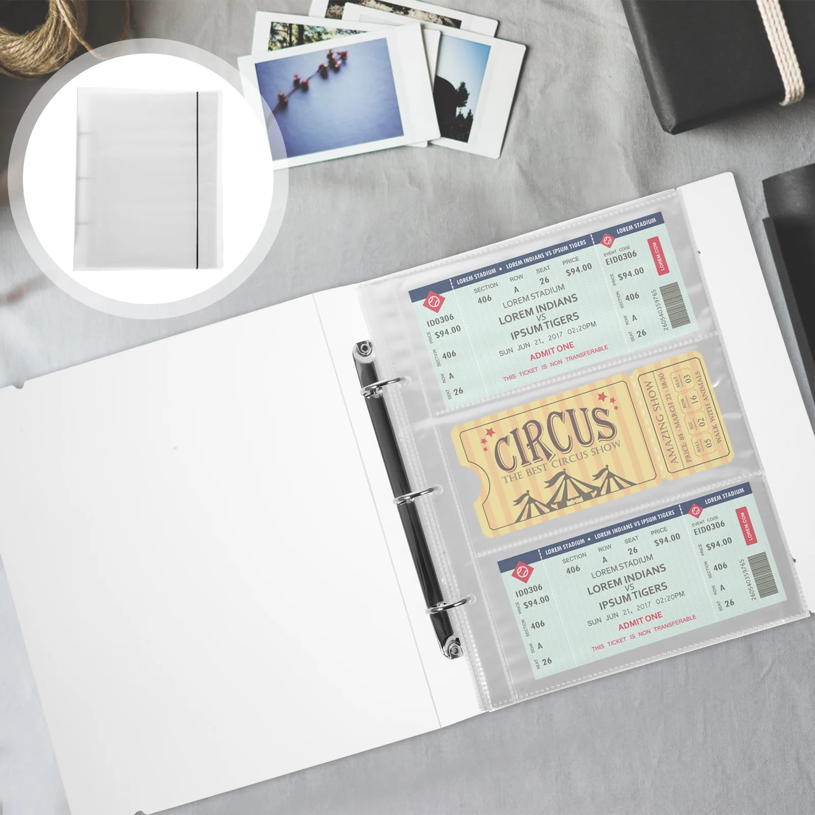 Ticket Album Photo Card Binder with PVC Protective Pages for Long-Term Storage of Photos Tickets Receipts Memory Cards Portable