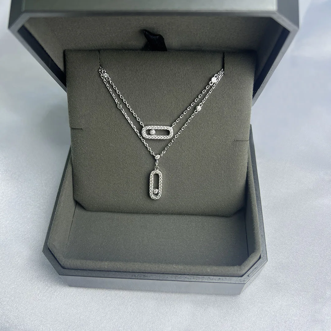 

Exquisite 925 Sterling Silver Inlaid Zircon Women's Double-Layer Jewelry Necklace, A Gorgeous, Dazzling And Elegant Gift.