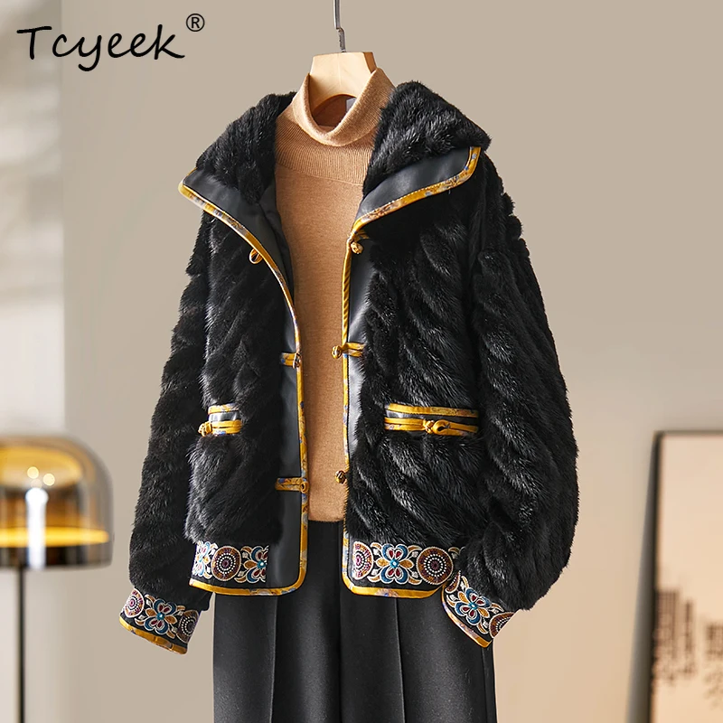 Tcyeek Luxe Nertsen Bontjas Vrouwen Winter Kleding Echt Bont Jas Warme Damesjassen Nieuw in Outerwears Mode Fourrure Femme