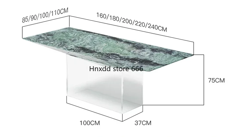 Transparent large and small apartment island platform household suspended Bulgari marble dining table