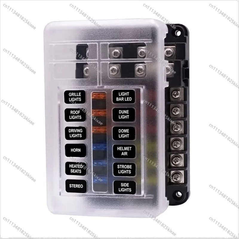For 12 Way Fuse Box 12 Way Positive and Negative Car Boat Fuse with LED Light for Car Blade Fuse Box